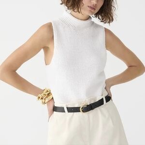 J CREW NWT White Sleeveless Knit Roll Neck Turtleneck Sweater